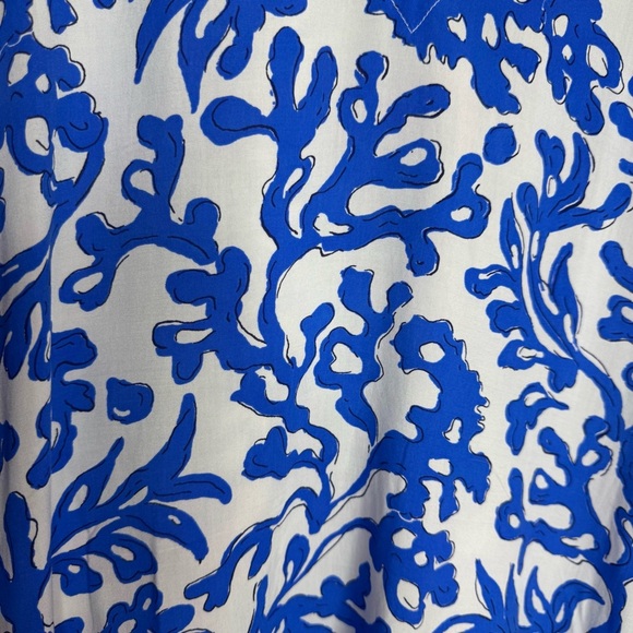 Barbara Gerwit Blue White Coral Print Tunic Top Small - Picture 7 of 10